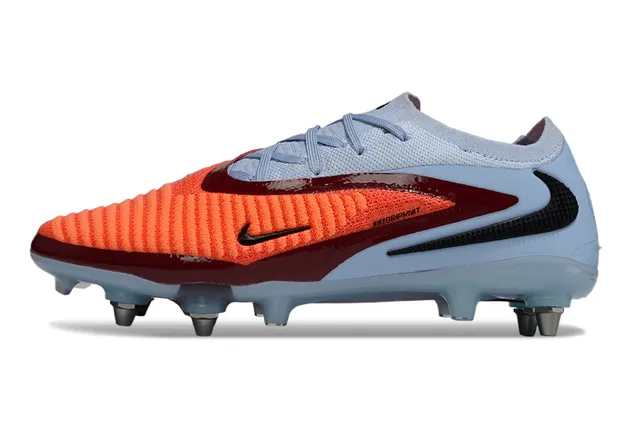 Nike Phantom GT Blue Orange Low-Cut Knit Upper Asymmetric Maroon Band Firm-Ground Soccer Shoes 7