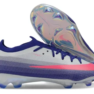 Nike Phantom GT Blue Pink Low-Cut Knit Upper Iridescent Translucent Sole Firm-Ground Soccer Shoes
