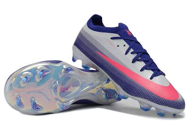 Nike Phantom GT Blue Pink Low-Cut Knit Upper Iridescent Translucent Sole Firm-Ground Soccer Shoes 4