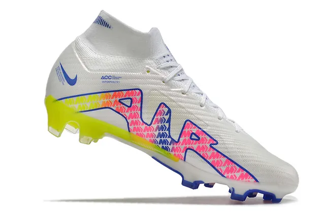 Nike Phantom GT High-Cut Branco Volt Azul Rosa Solo Firme Sapatos de Futebol 3
