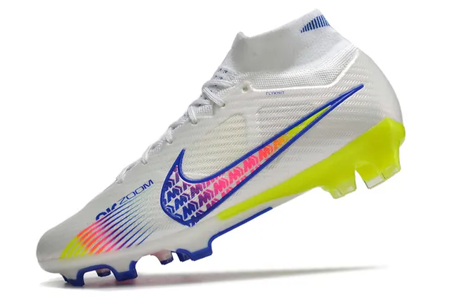 Nike Phantom GT High-Cut Branco Volt Azul Rosa Solo Firme Sapatos de Futebol 4
