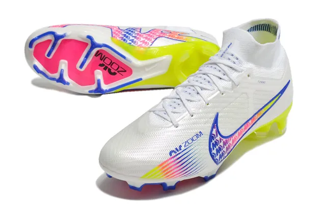 Nike Phantom GT High-Cut Branco Volt Azul Rosa Solo Firme Sapatos de Futebol 6