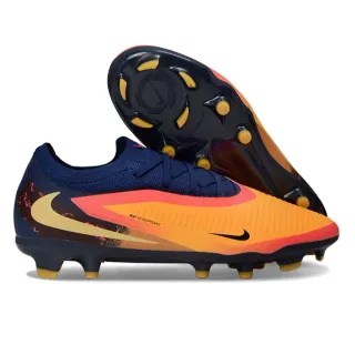 Nike Phantom GT Navy Orange Low-Cut Knit Upper Asymmetrical Lacing System Firm-Ground Soccer Shoes