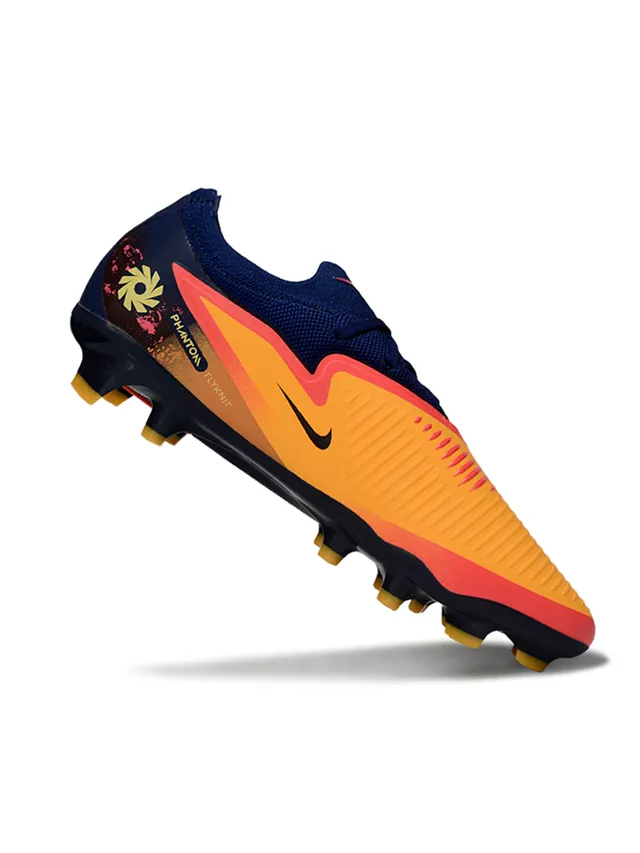 Nike Phantom GT Navy Orange Low-Cut Knit Upper Asymmetrical Lacing System Firm-Ground Soccer Shoes 24