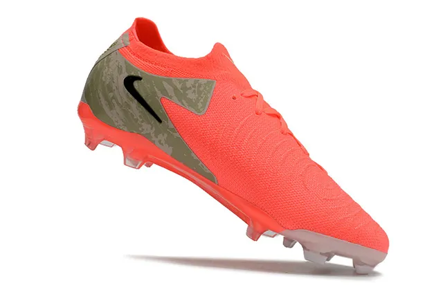 Nike Phantom GT Laranja Verde Exército Tricô Superior Painel Camuflagem Lateral Solo Firme Sapatos de Futebol 2