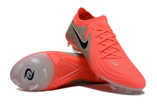 Nike Phantom GT Laranja Verde Exército Tricô Superior Painel Camuflagem Lateral Solo Firme Sapatos de Futebol 4