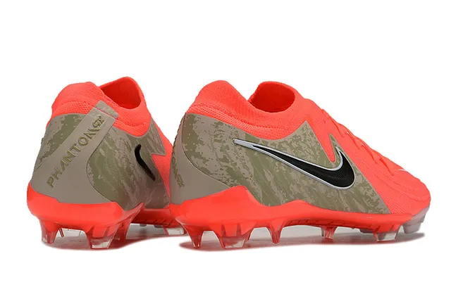 Nike Phantom GT Laranja Verde Exército Tricô Superior Painel Camuflagem Lateral Solo Firme Sapatos de Futebol 5
