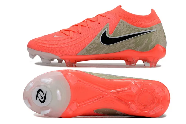Nike Phantom GT Laranja Verde Exército Tricô Superior Painel Camuflagem Lateral Solo Firme Sapatos de Futebol 6