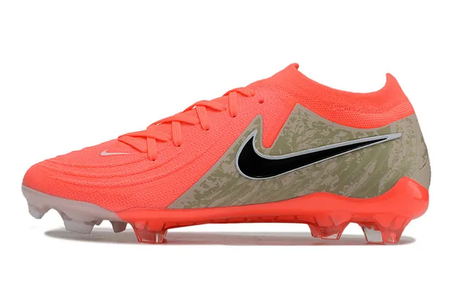 Nike Phantom GT Laranja Verde Exército Tricô Superior Painel Camuflagem Lateral Solo Firme Sapatos de Futebol 7