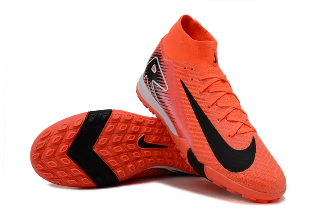 Nike Phantom GT Orange Black High-Cut Sock-Fit Collar Flyknit Upper Turf Soccer Shoes 3