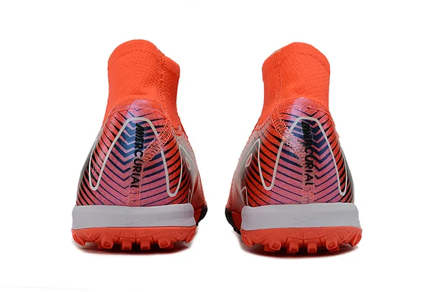 Nike Phantom GT Orange Black High-Cut Sock-Fit Collar Flyknit Upper Turf Soccer Shoes 4