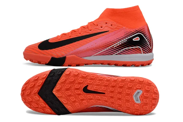 Nike Phantom GT Orange Black High-Cut Sock-Fit Collar Flyknit Upper Turf Soccer Shoes 5
