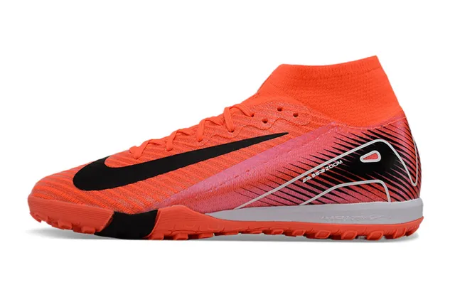 Nike Phantom GT Orange Black High-Cut Sock-Fit Collar Flyknit Upper Turf Soccer Shoes 8
