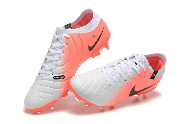 Nike Phantom GT Chaussures de football orange blanc low-cut lacets asymétriques terrain ferme 3