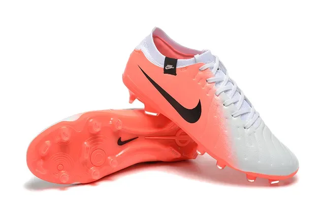 Nike Phantom GT Chaussures de football orange blanc low-cut lacets asymétriques terrain ferme 6