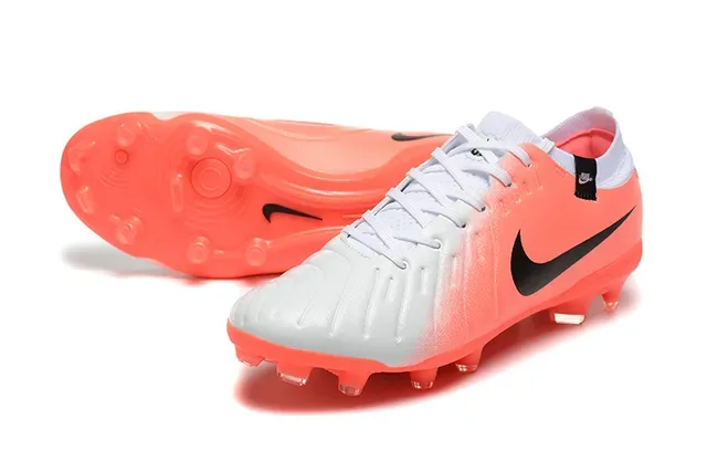 Nike Phantom GT Chaussures de football orange blanc low-cut lacets asymétriques terrain ferme 7