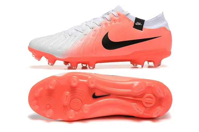 Nike Phantom GT Chaussures de football orange blanc low-cut lacets asymétriques terrain ferme 9