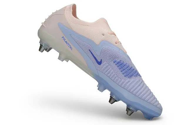 Nike Phantom GT Pink Blue Knit Upper Asymmetrical Lacing Firm-Ground Soccer Shoes 2
