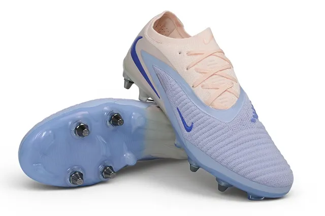 Nike Phantom GT Pink Blue Knit Upper Asymmetrical Lacing Firm-Ground Soccer Shoes 4
