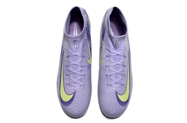 Nike Phantom GT Purple Yellow Sapatos de futebol alto com ajuste de meia confeção de malha superior para solo firme 2