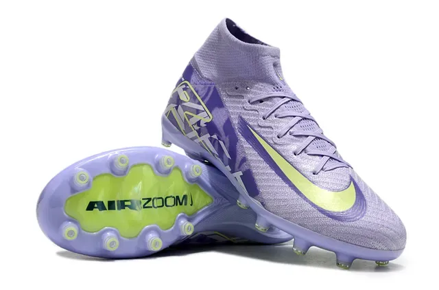 Nike Phantom GT Purple Yellow Sapatos de futebol alto com ajuste de meia confeção de malha superior para solo firme 3