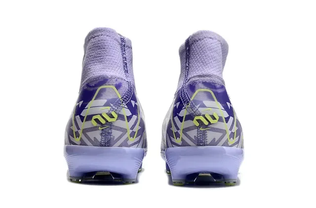 Nike Phantom GT Purple Yellow Sapatos de futebol alto com ajuste de meia confeção de malha superior para solo firme 4
