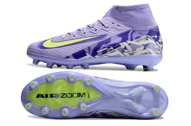 Nike Phantom GT Purple Yellow Sapatos de futebol alto com ajuste de meia confeção de malha superior para solo firme 5