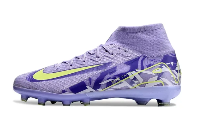 Nike Phantom GT Purple Yellow Sapatos de futebol alto com ajuste de meia confeção de malha superior para solo firme 8