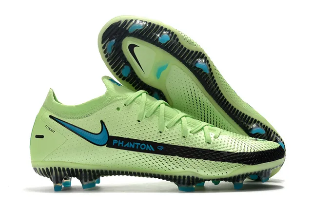 Nike Phantom GT Vermelho Azul Baixo Corte Tricô Superior Padrão Digital Pixelado Superfície Firme Sapatos de Futebol 3