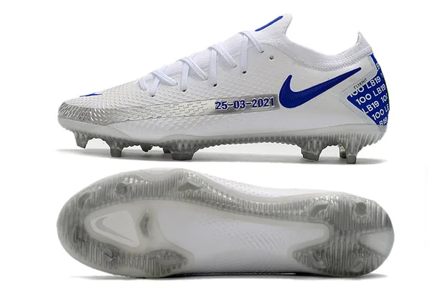 Nike Phantom GT Vermelho Azul Baixo Corte Tricô Superior Padrão Digital Pixelado Superfície Firme Sapatos de Futebol 5