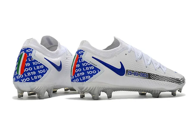 Nike Phantom GT Vermelho Azul Baixo Corte Tricô Superior Padrão Digital Pixelado Superfície Firme Sapatos de Futebol 10