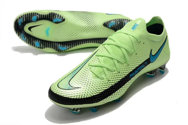 Nike Phantom GT Vermelho Azul Baixo Corte Tricô Superior Padrão Digital Pixelado Superfície Firme Sapatos de Futebol 15