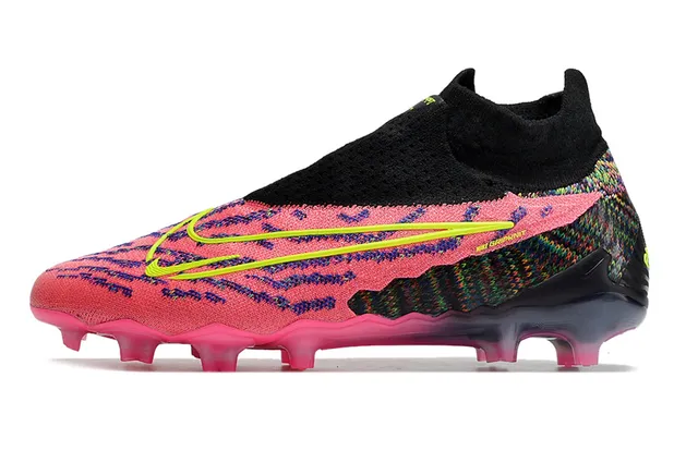 Nike Phantom GT Yellow Pink Ajuste de meia Malha Superior Assimétrica Sem cadarços Colar Superfície Firme Sapatos de futebol 6