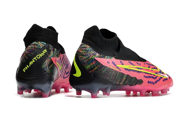 Nike Phantom GT Yellow Pink Ajuste de meia Malha Superior Assimétrica Sem cadarços Colar Superfície Firme Sapatos de futebol 8