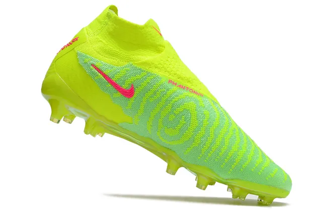 Nike Phantom GT Yellow Pink Ajuste de meia Malha Superior Assimétrica Sem cadarços Colar Superfície Firme Sapatos de futebol 10