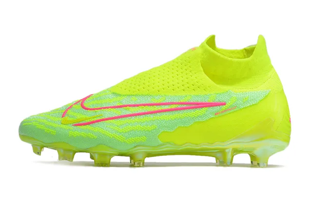 Nike Phantom GT Yellow Pink Ajuste de meia Malha Superior Assimétrica Sem cadarços Colar Superfície Firme Sapatos de futebol 12