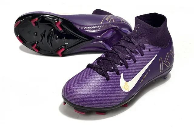 Nike Phantom Vision Roxo Dourado alto FG Chuteiras de futebol 3