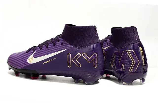 Nike Phantom Vision Roxo Dourado alto FG Chuteiras de futebol 4