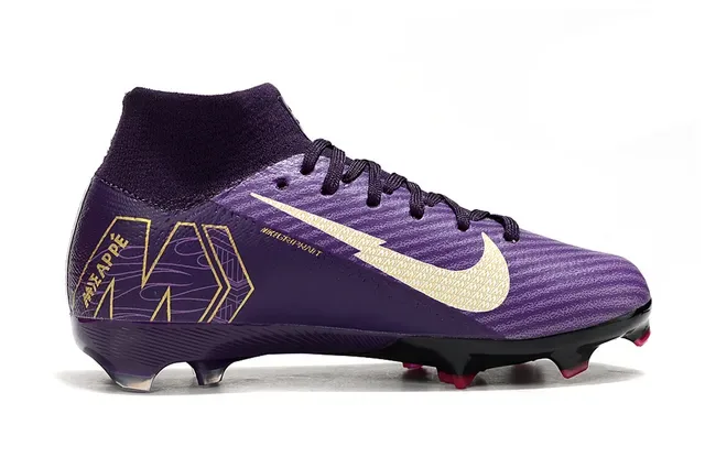 Nike Phantom Vision Roxo Dourado alto FG Chuteiras de futebol 5
