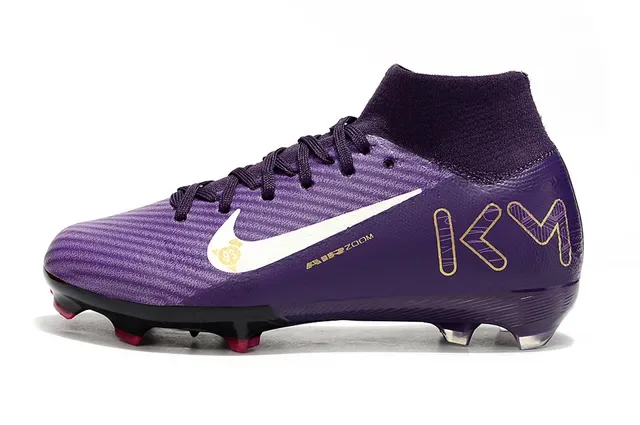 Nike Phantom Vision Roxo Dourado alto FG Chuteiras de futebol 6