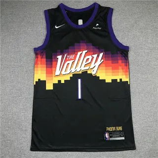 Nike Phoenix Suns 'The Valley' पिक्सेल ग्रेडिएंट काला जर्सी