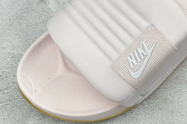 Nike Pink Beige Single-Strap Slide Ribbed Texture Slippers 4
