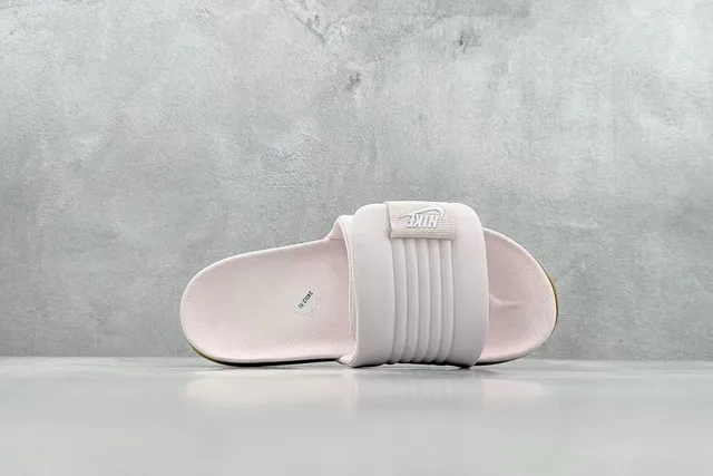 Nike Pink Beige Single-Strap Slide Ribbed Texture Slippers 7