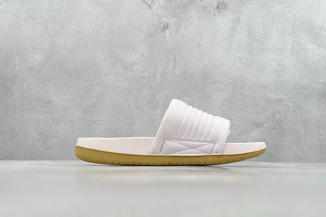 Nike Pink Beige Single-Strap Slide Ribbed Texture Slippers 8
