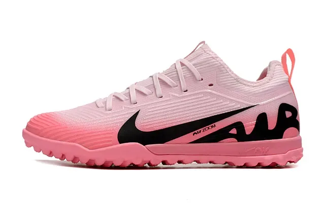 Nike Pink Black Knit Upper Low-Profile Sole Turf Soccer Shoes 16