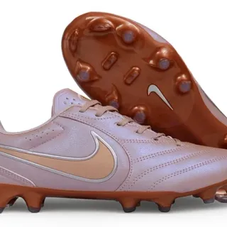 Nike Pink Brown Low-Cut Leather Upper Iridescent Finish Firm-Ground Soccer Shoes