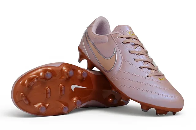 Nike Pink Brown Low-Cut Leather Upper Iridescent Finish Firm-Ground Soccer Shoes 6