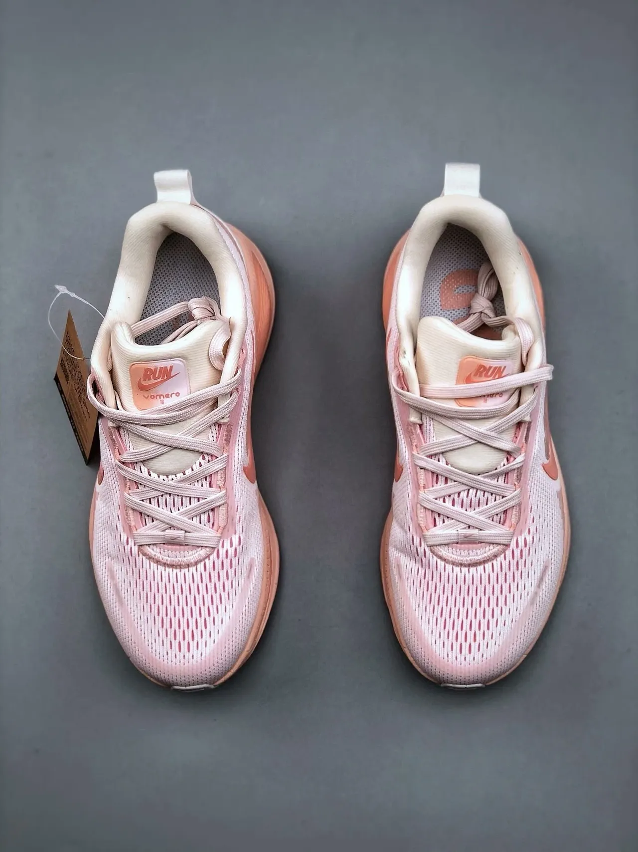 Nike Pink Orange Breathable Knit Upper Wave-Patterned Overlays Running Shoes 5