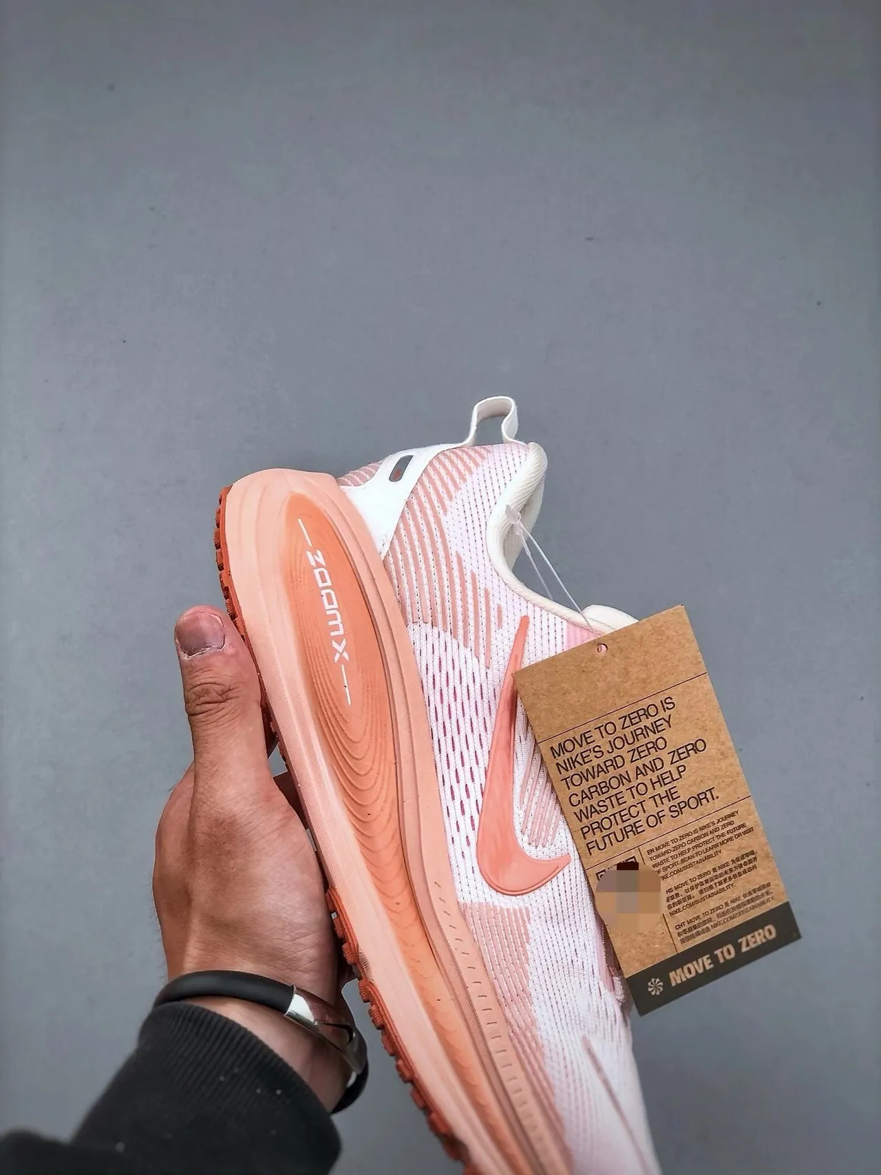 Nike Pink Orange Breathable Knit Upper Wave-Patterned Overlays Running Shoes 6