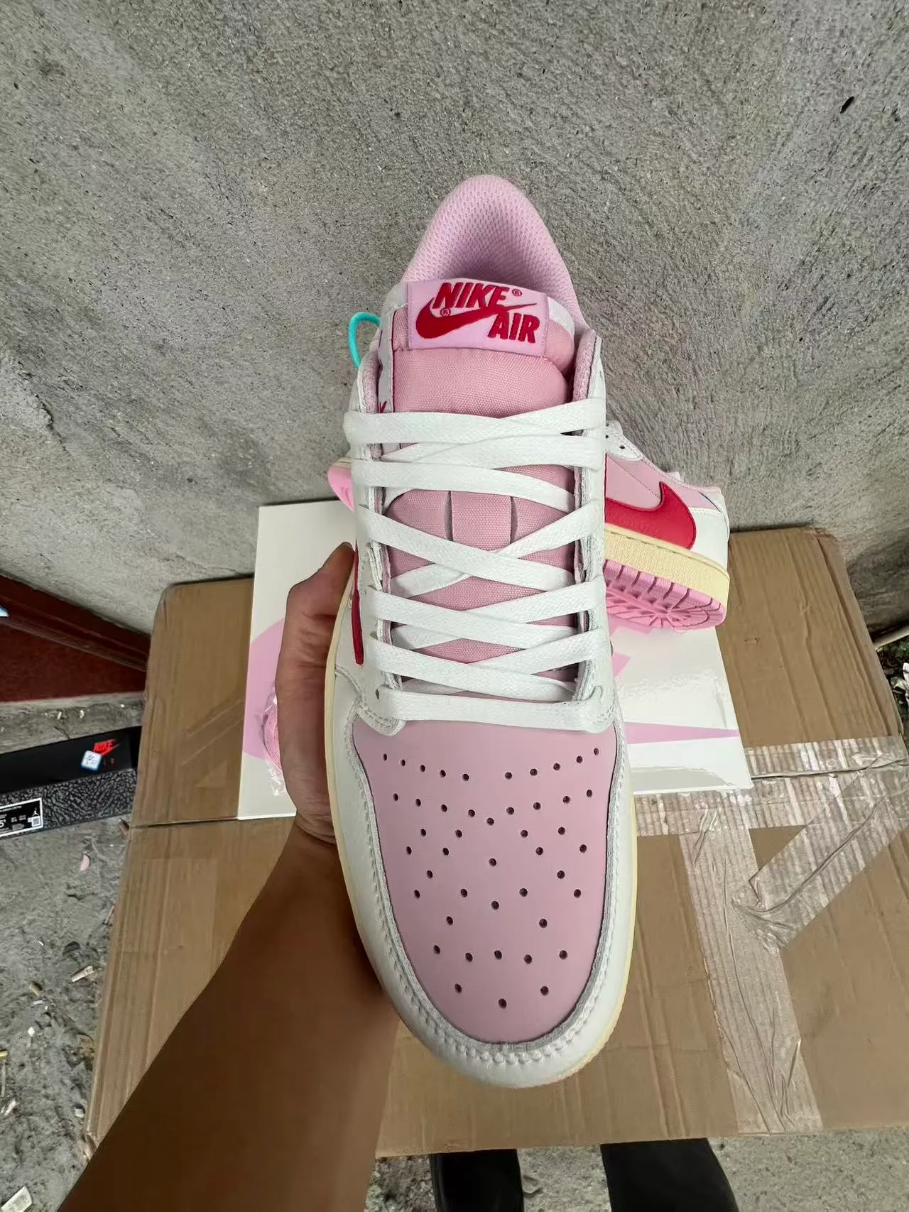 Nike Pink Red Low-Top Leather-Paneled Lifestyle Sneakers 3